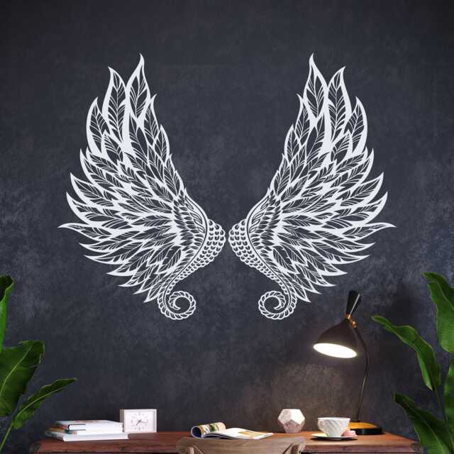 Angel Wings Wall Decal Vinyl Sticker, Bird Feather Art, Fashion Bedroom ...