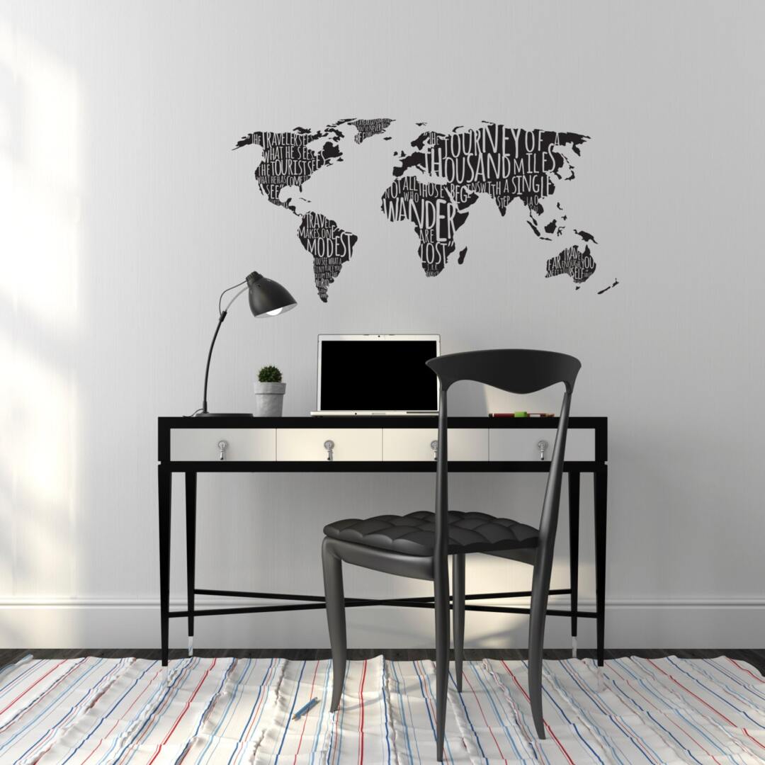 World Map Wall Decal Map Of The World Vinyl Sticker Large Etsy Map