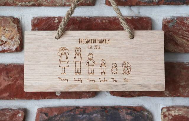 Personalised Oak Family Sign Engraved Portrait, New Home Gift by Etsy ...