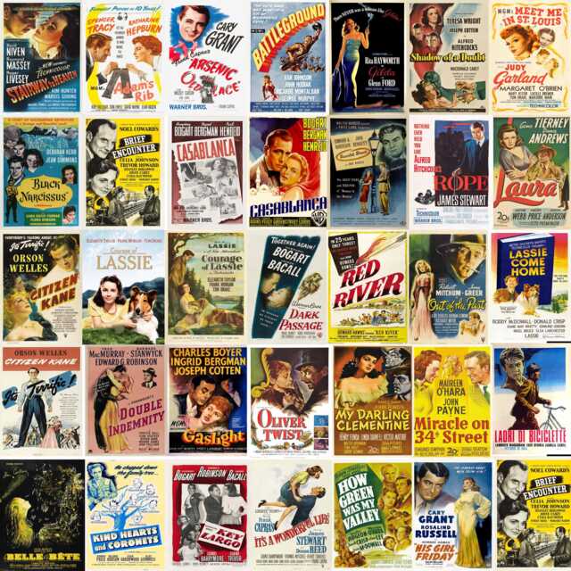 Vintage 1940s Classic Movie Posters Retro Art In Multiple Sizes 01 By