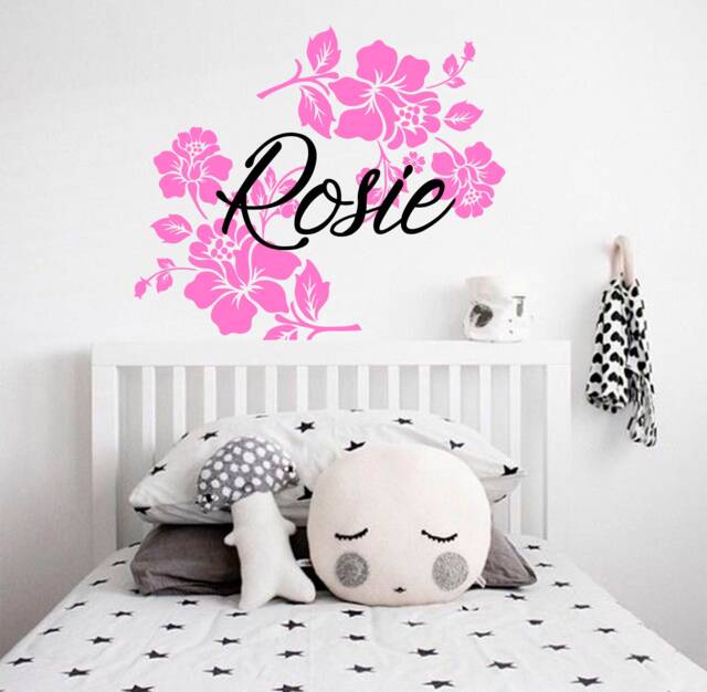 Flowers Wall Decal, Girl Name Decal, Baby Girl Nursery Decal by Etsy ...