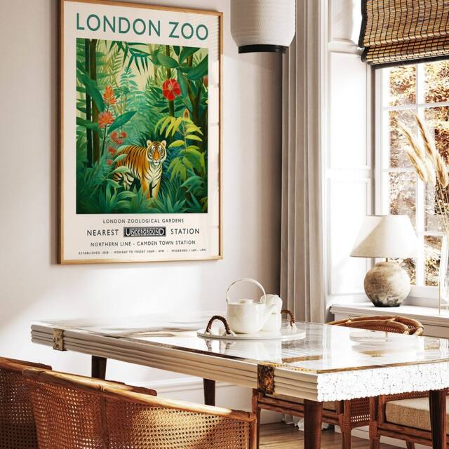 Vintage London Zoo Poster, Tiger, Botanical Print by Etsy