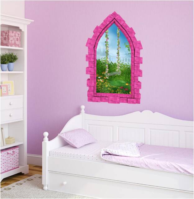 Enchanted Flower Swing Castle Window Wall Decal 3D Sticker Fairy Tale ...