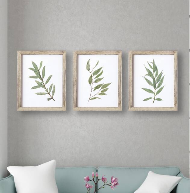 Botanical Print , Leaf Wall Art Room Decor - Set Of 3 Prints Home ...
