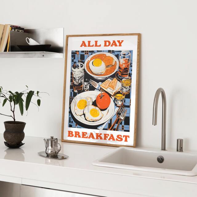 All Day Breakfast Print, A3 Poster, Food & Drink Kitchen Wall Art, Home ...