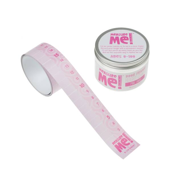 Measure Me RollUp Door Frame Height Chart For Kids Pink Swirl by