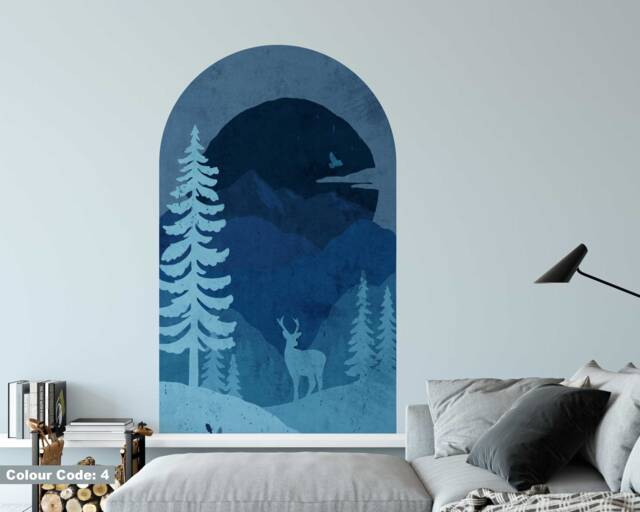 Boho Arch Wall Sticker - Sunset Mountain Decal For Decoration Landscape ...