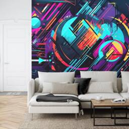 Abstract Graffiti Peel & Stick Wallpaper Mural - Colorful Paint ...