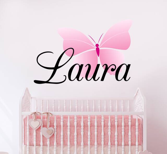 Personalized Butterfly Name Wall Decal - Girls Decals Nursery ...