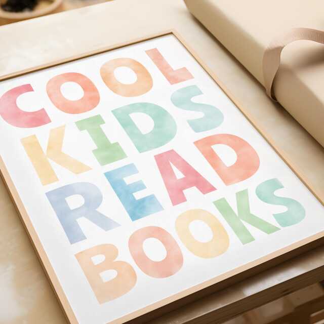 Rainbow Watercolour Kids Reading Print - Playroom Wall Art by Etsy ...