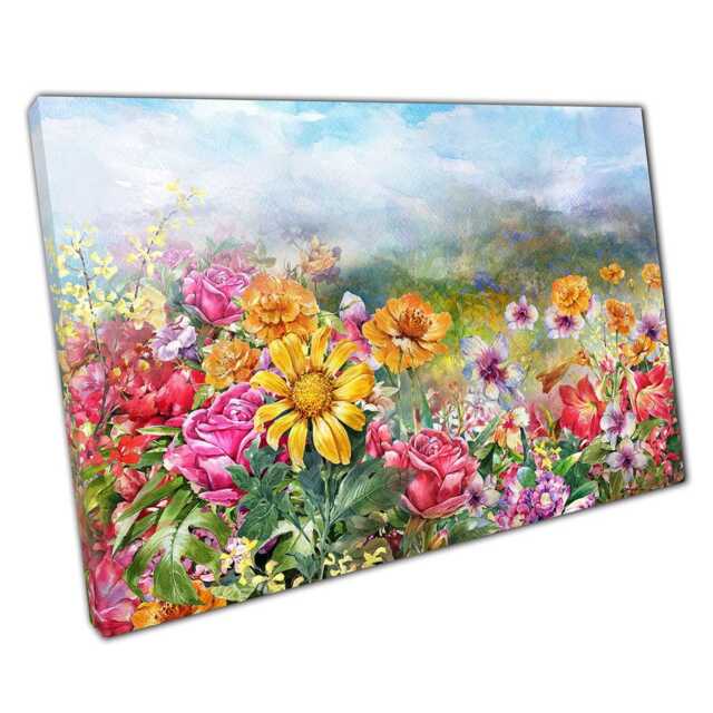 Vibrant Meadow Canvas Print Colorful Summer Floral Art For Home Office ...