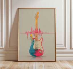 Electric Guitar Art Print, Modern Abstract Music Poster by Etsy