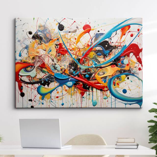 Colorful Paint Splash Abstract Oil Painting Splatter Style Wall Art ...