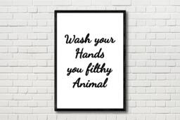 Funny Bathroom Wash Your Hands Toilet Sign Decor A4 Black Framed Wall ...