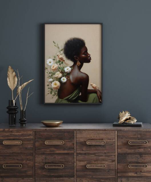 Black Woman Art - Boho Wall Girl African American Home Decor West ...