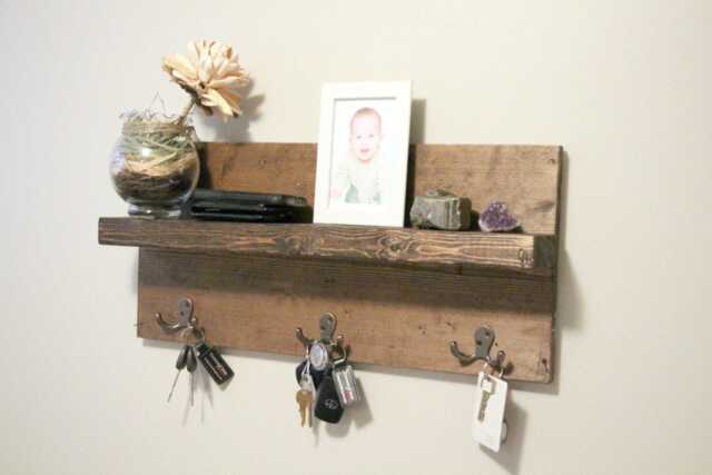 Reclaimed Key Rack Key Organizer, Wall Organizer, Key Holder Shelf, Entryway Floating ...
