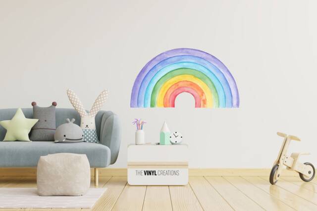 Watercolor Rainbow Wall Sticker , Peel & Stick Decal Theme Decor Decals ...