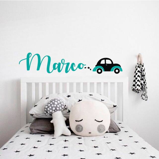 Personalized Name Wall Decal, Car Boy Name Wall Decal, Kids Vinyl ...