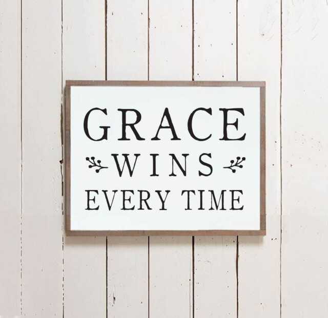 Grace Wins Every Time Christian Wall Sign - Decor, Bible Sign ...