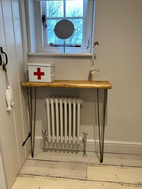 Foret Waney Live Edge Rustic Hairpin Leg Radiator Hallway Console Table ...