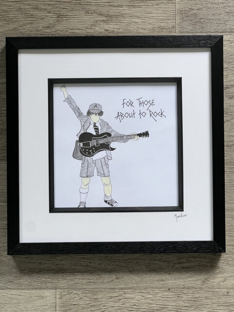 Ac/Dc Angus Hand Drawn Original Framed Artwork With Lyrics From by Etsy ...