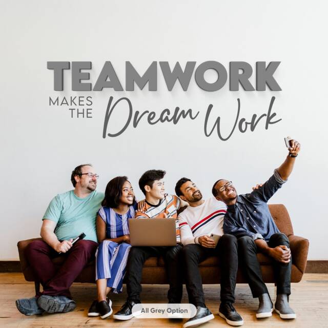 Teamwork Makes The Dream Work 3D Office Decor, 3D, Wall Art, Typography ...