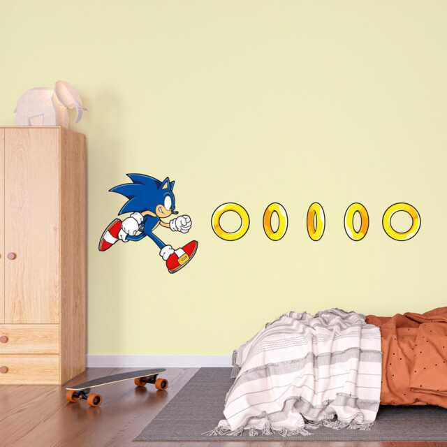 Sonic The Hedgehog Wall Sticker - Running For Rings Art by Etsy ...