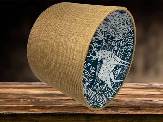 Handmade FRYETTS Charcoal Beige STAG/Deer Bust LAMPSHADE Country Style