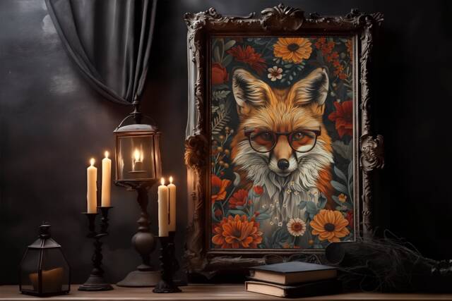 William Morris Fox Print Gothic Dark Academia Artwork Poster by