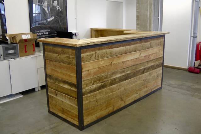 Reclaimed Wood Reception Desk Industrial Rustic Front Counter, Custom ...