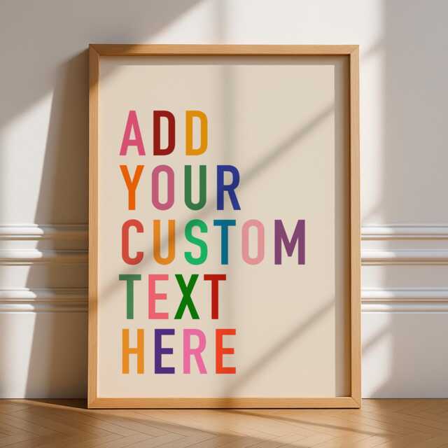 Custom Text Print, Unframed Art, Bold & Bright Funky Colours ...