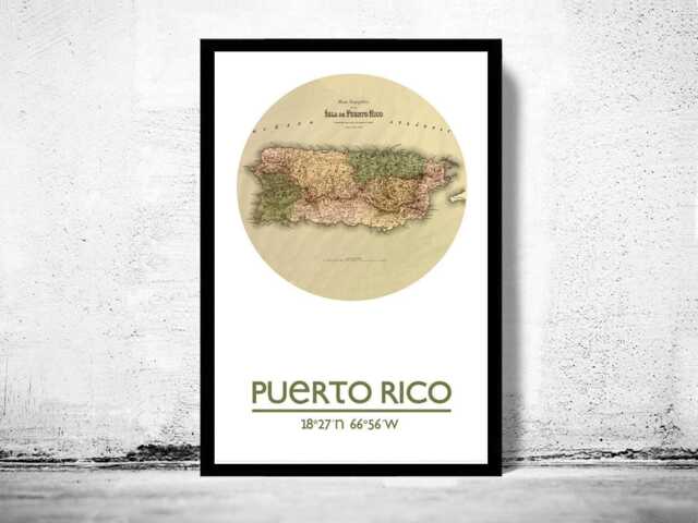 Puerto Rico Map Poster, City Travel Art Print by Etsy | ufurnish.com