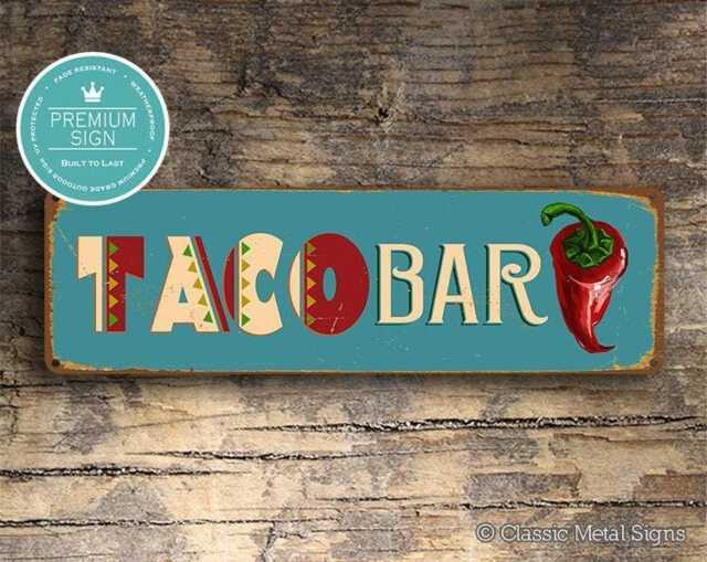 Rustic Taco Logo Vintage Taco Bar Sign Rustic Metal Wall Decor by Etsy | uFurnish.com
