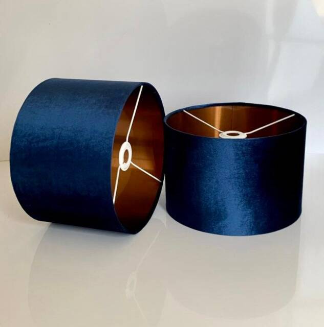 New Luxury Handmade By Order Velvet Navy Blue Drum Lamp Shade Pendant ...