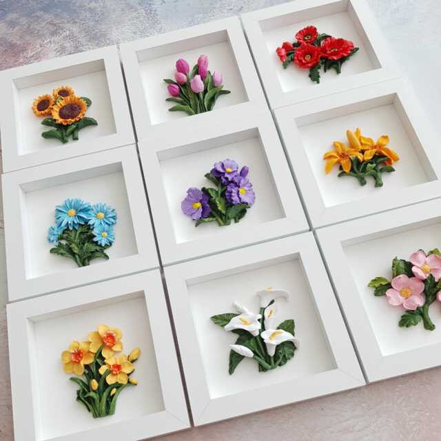 Multi Flower Set Multiple 9 Pieces 3D Flowers Original Painting Wall Art, Decorative ...