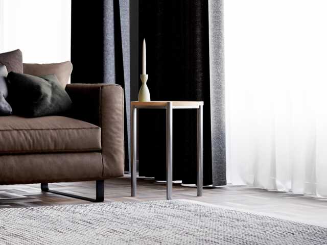 Modern Side Table With Metal Leg - Round End Solid Oak Wood Minimalist ...
