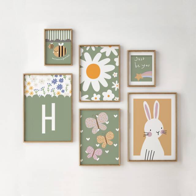 Childrens Gallery Wall Prints in Sage Green - Positive Affirmations ...