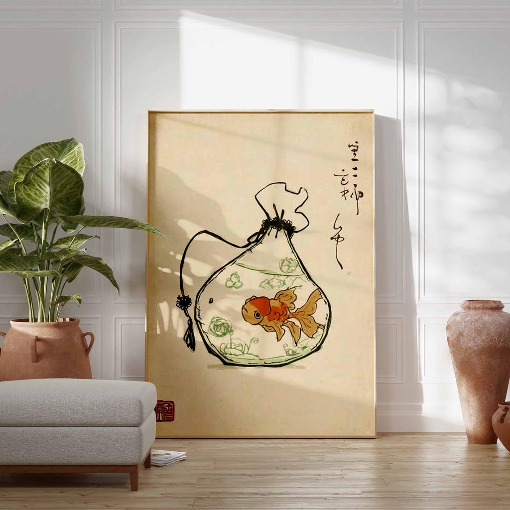 Japanese Goldfish Art Print - Vintage Zen Home Decor by Etsy