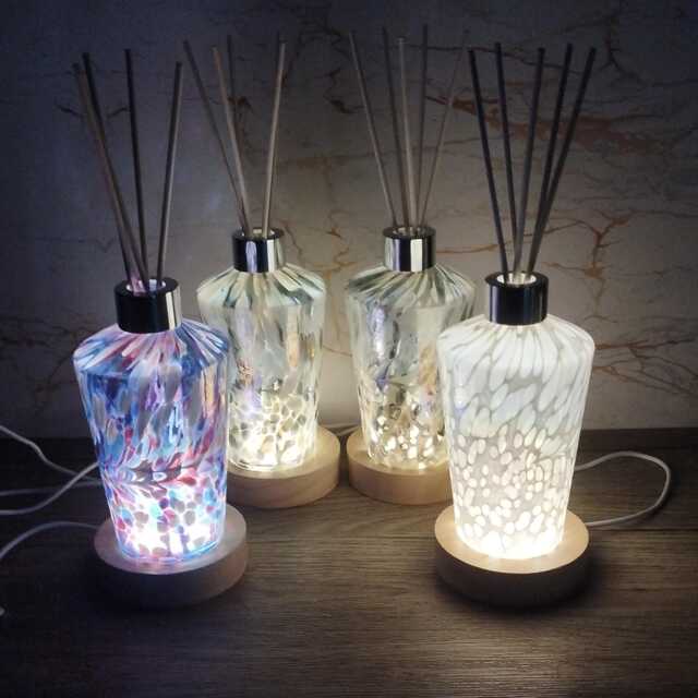 Iridescent Diffuser Handcrafted Iridescent Glass Diffuser Lamp Led Light, Elegant Home ...