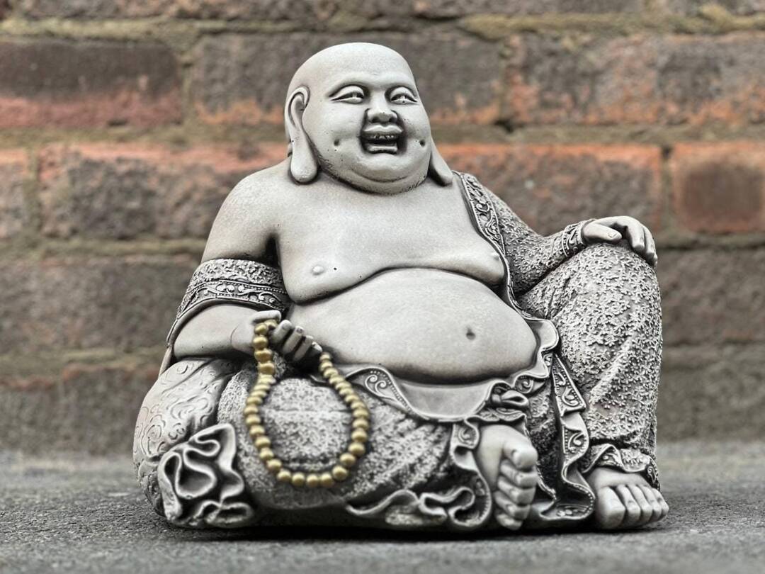 Large Funny Buddha Statue Concrete Happy Figurine Outdoor Chinese