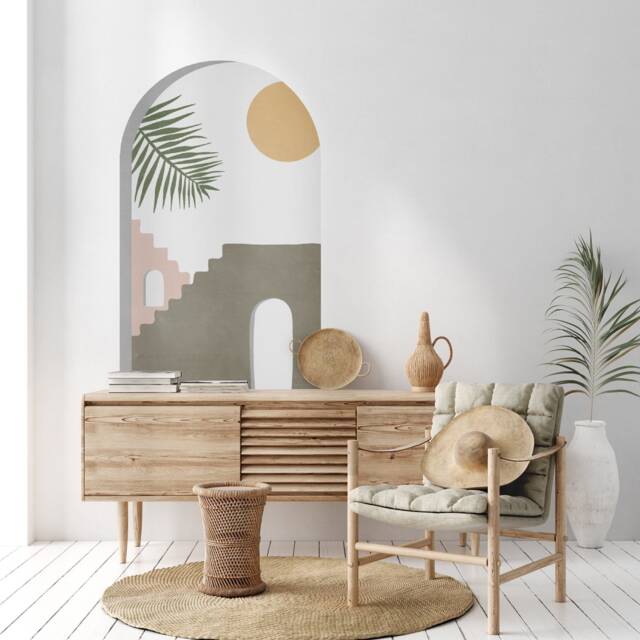 Boho Arch Wall Decal - Peel & Stick Mid Century Modern Abstract ...