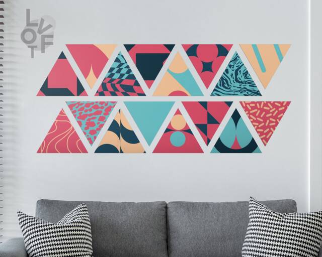 Candy Triangles Vinyl Set Removable Sticker, Pink Easy To Apply Wall ...