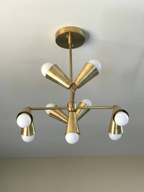 Okeanos Mid Century Modern Industrial 9 Light Geometric Sputnik Ceiling ...