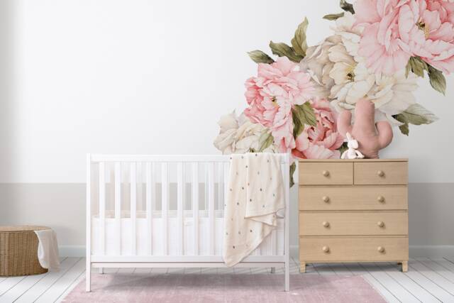 Nursery Wall Decals Soft Pink Peony Flowers - Removable Decor by Etsy ...