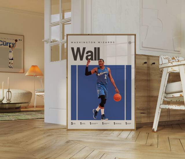 John Wall Poster, Washington Wizards Nba Minimalist, Helvetica, Mid