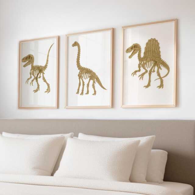 watercolour-dinosaur-fossil-prints-kids-room-wall-art-prehistoric