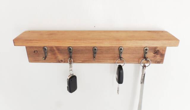 Rustic Wooden Key Holder With Shelf Entryway Hall Decor by Etsy ...