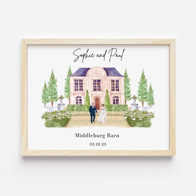Wedding Venue, Watercolor Venue Print , Custom Portrait, Sketch, Gift ...