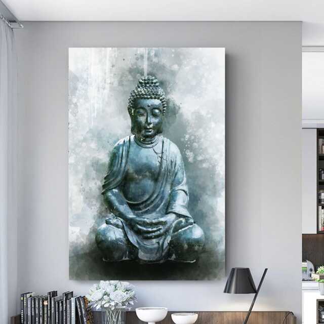 Grey Buddha Canvas Wall Art Spiritual Home Decor by Etsy | ufurnish.com