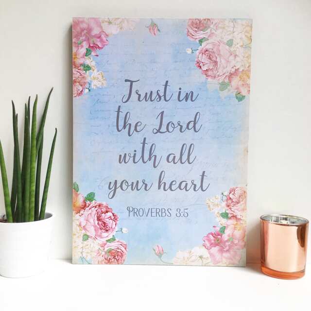Proverbs 35 Plaque, Trust in The Lord With All Your Heart Wooden Sign ...